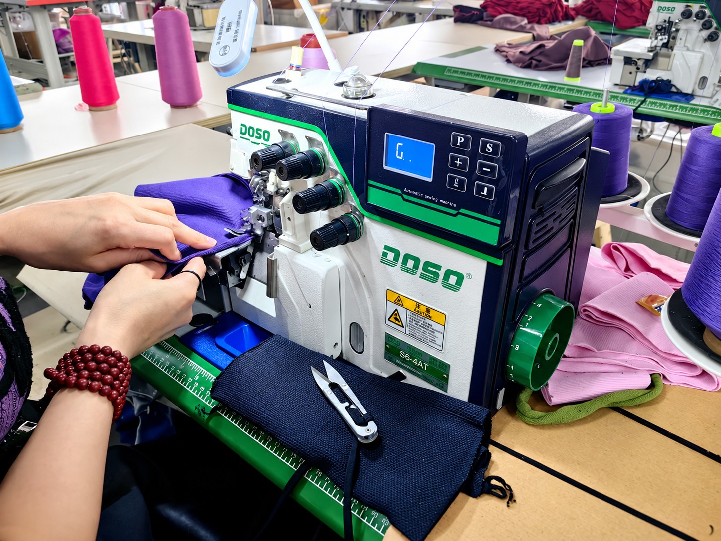 Close view of garment stitching
