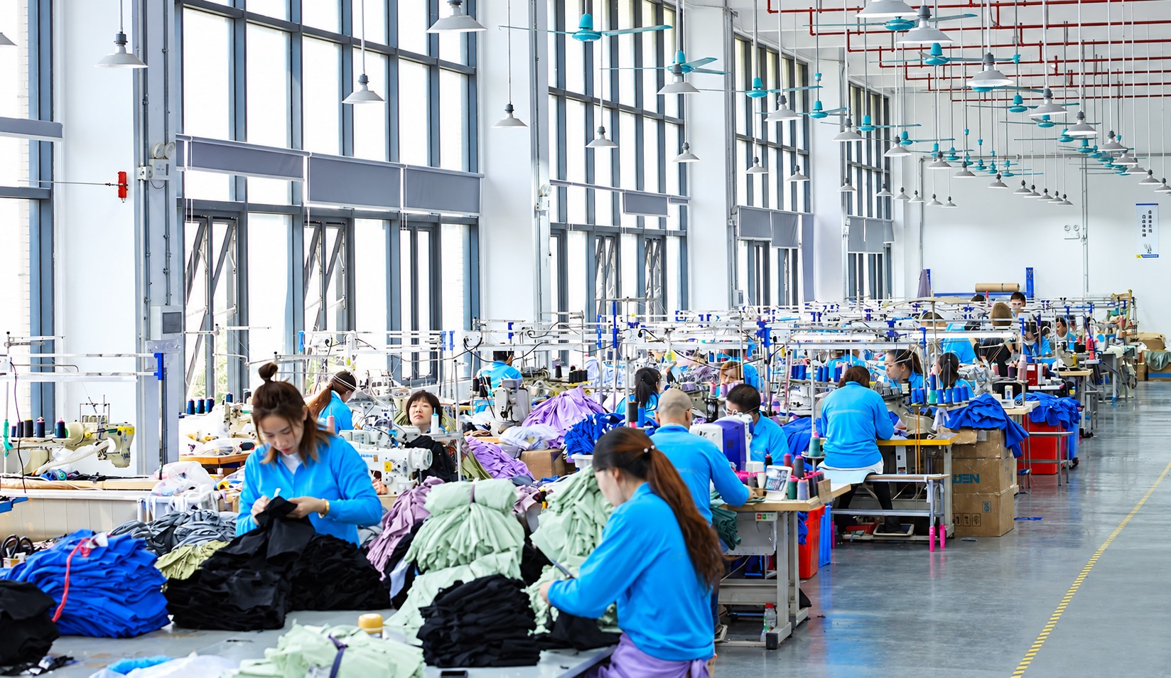 Sportswear manufacturing on the factory floor