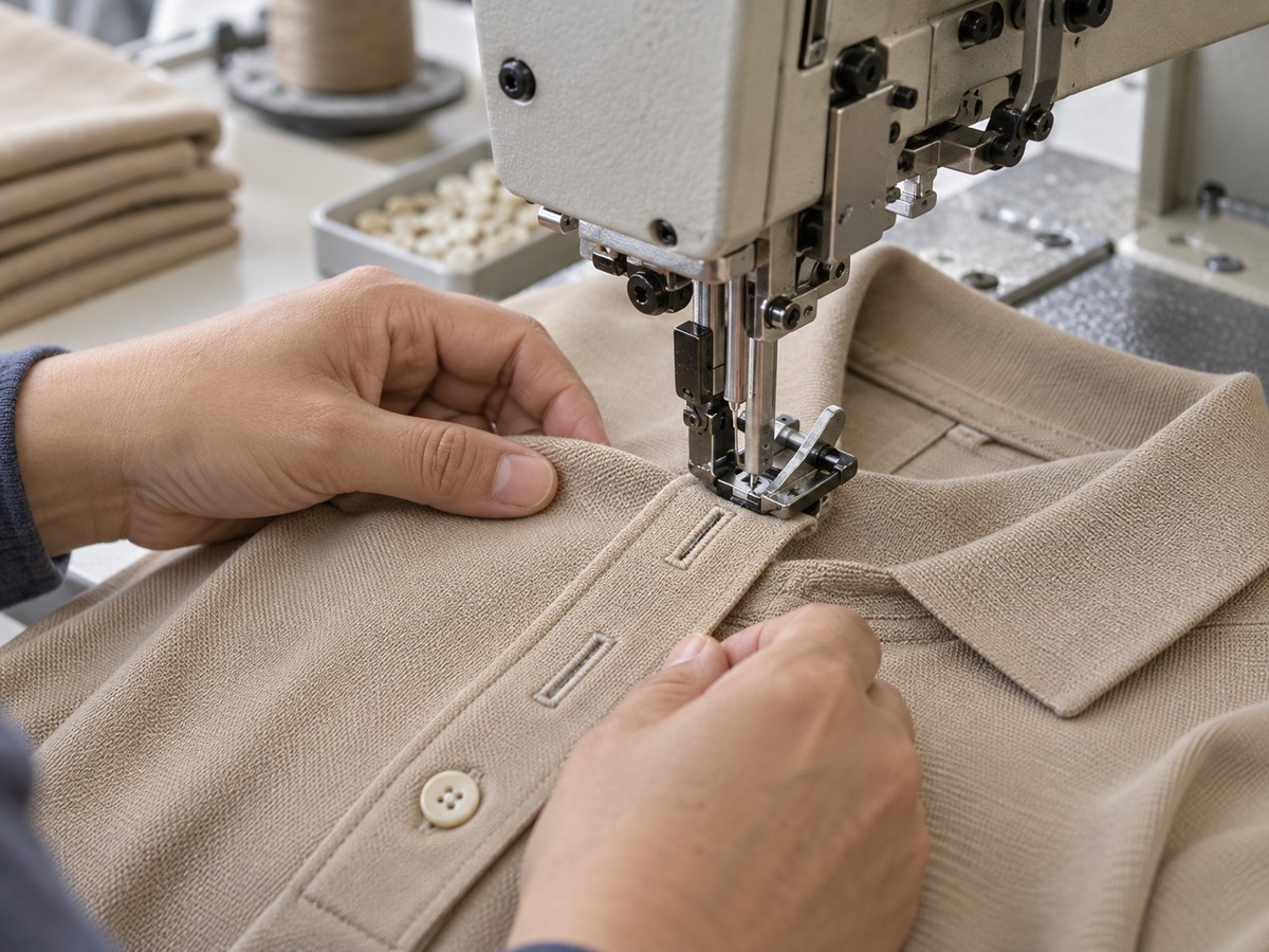 Collar & Placket Finishing golf apparel detail