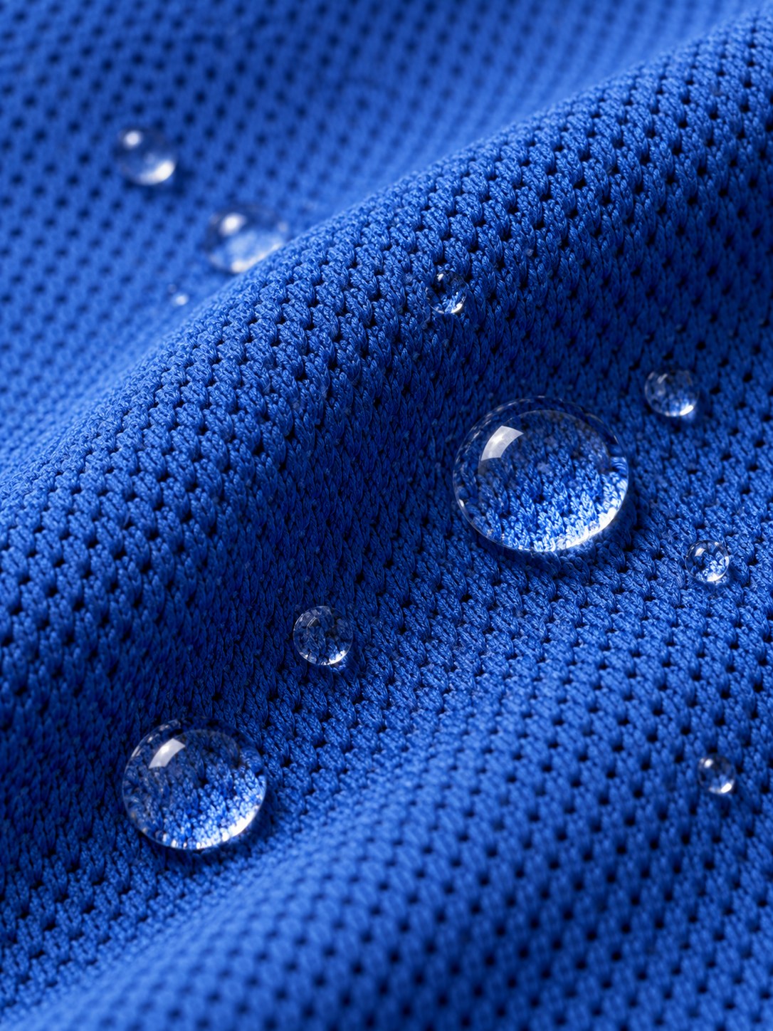 Blue technical knit fabric detail