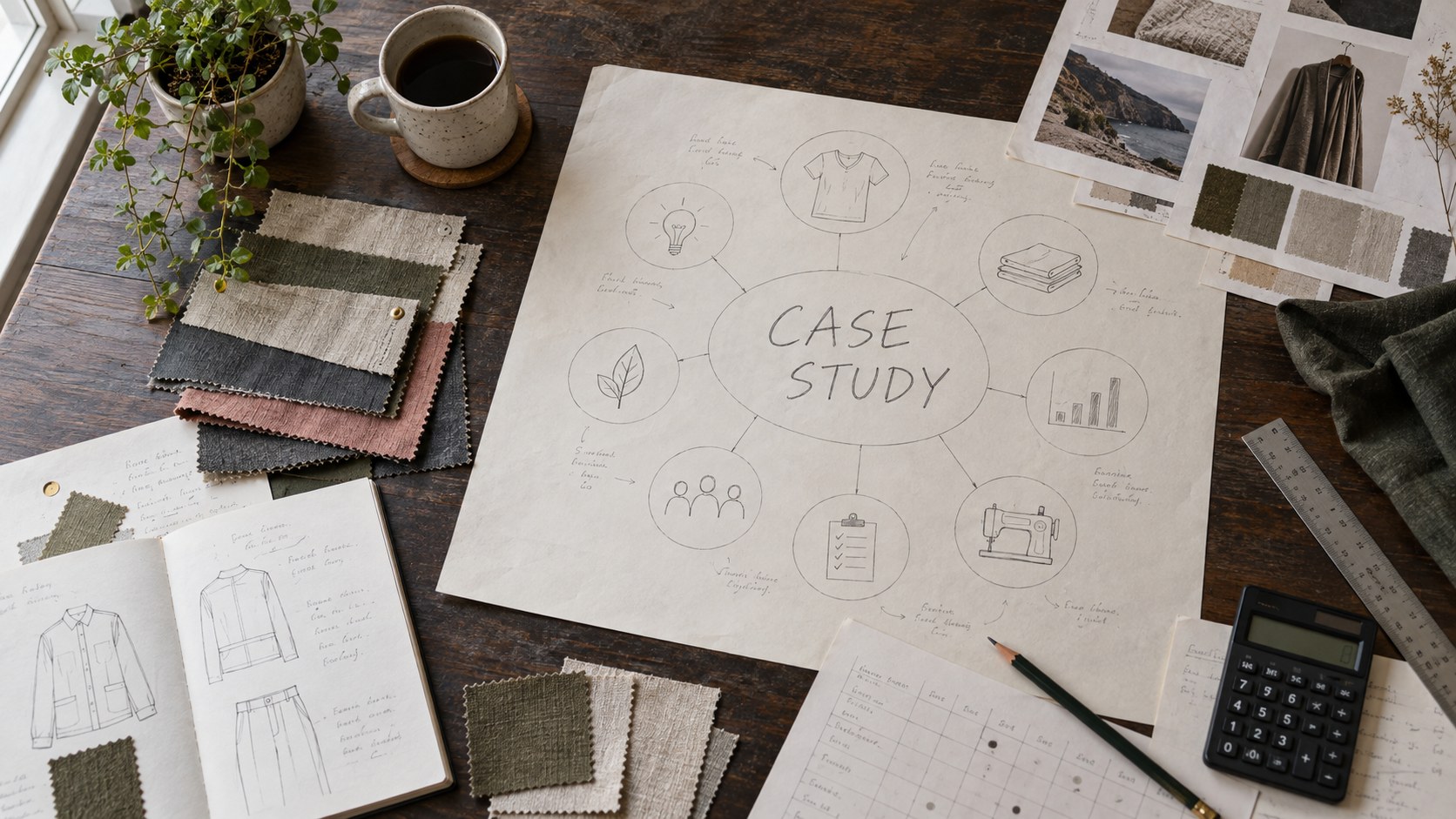 Apparel project case-study planning desk