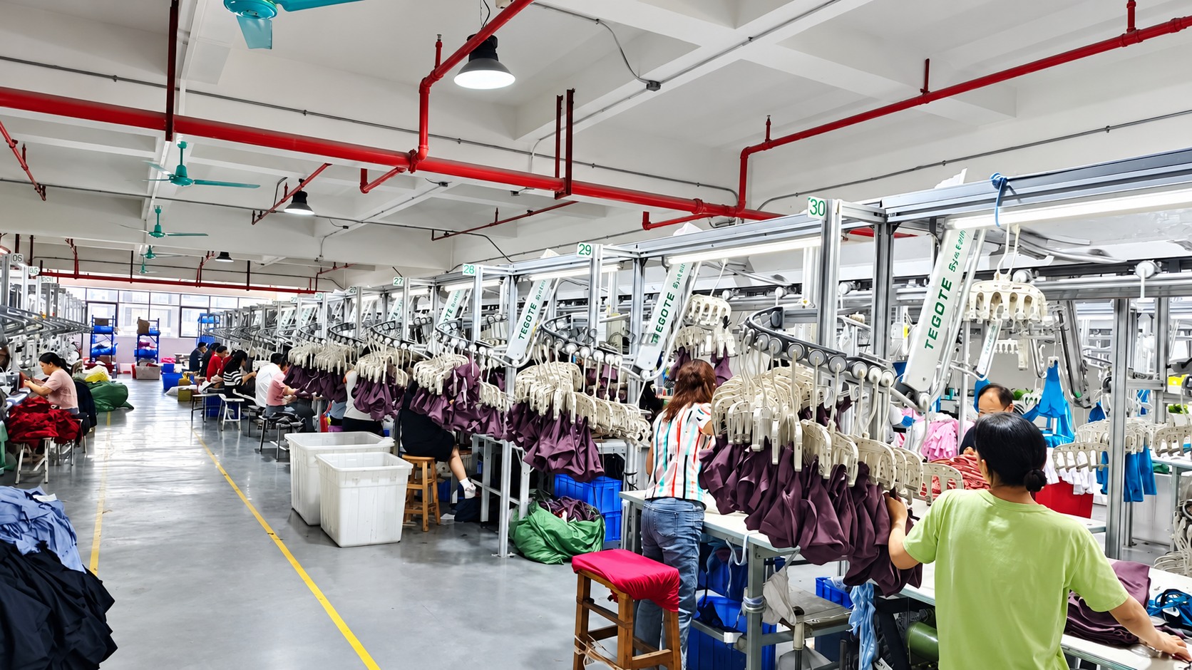 Sportxia overhead hanging garment production workshop